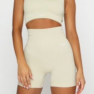 White Fox Boutique Seamless Ribbed Bike Shorts Cuban Sand